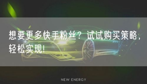 想要更多快手粉丝?试试购买策略,轻松实现!